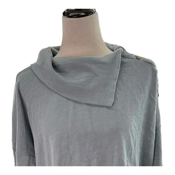 NWT J. Jill Petite Sz XL Split Neck Button Turtleneck Light Blue Cotton Sweater - Picture 5 of 14